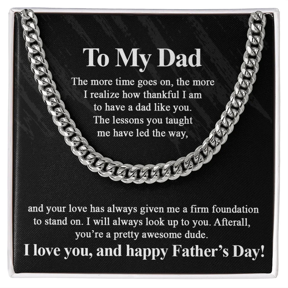 To My Dad Stainless Steel Cuban Chain